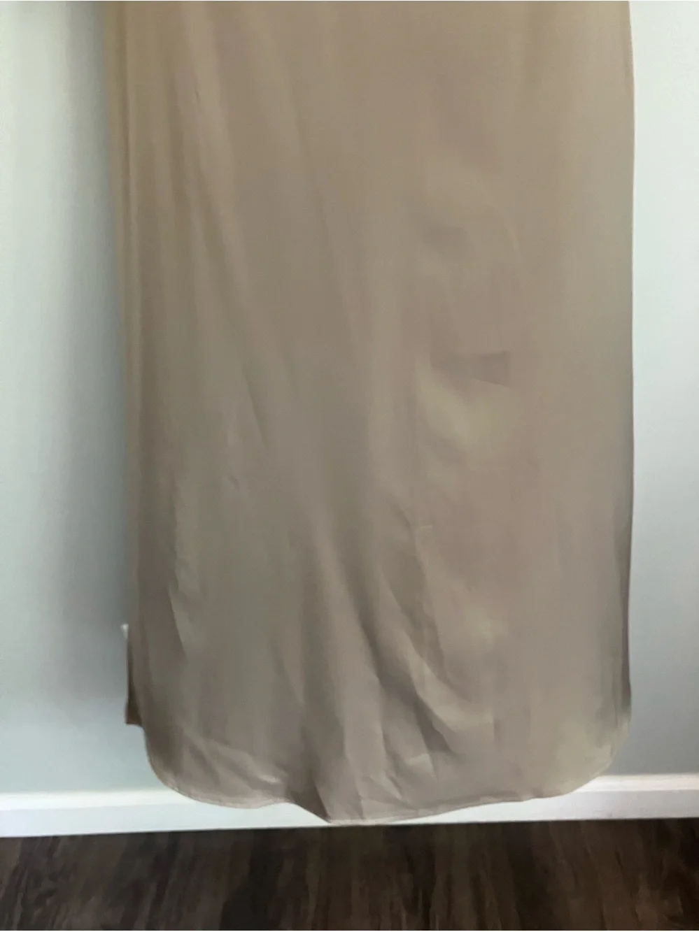 ELAA Muted Olive Green/Taupe Satin Long Sleeve A-Line Maxi Dress Size XXS-XS - Picture 5 of 12